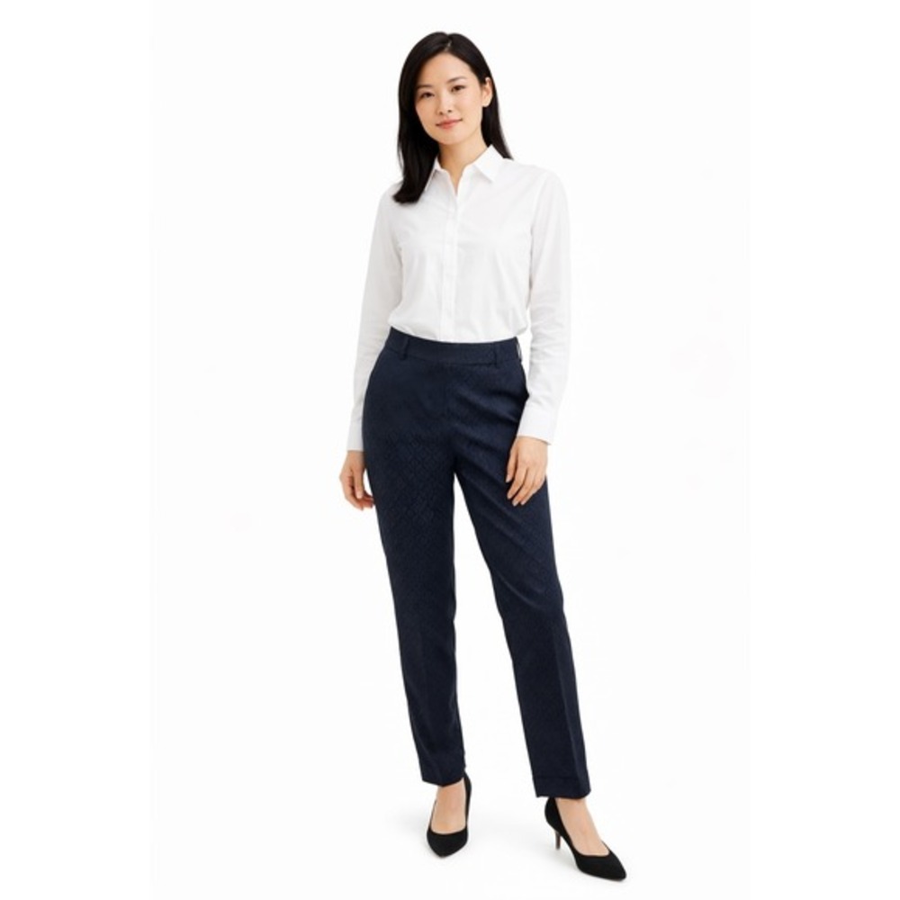 Cynthia Rowley Black Geometric Pattern Slim Fit Ankle Pants 10 Preppy Chic 52-02